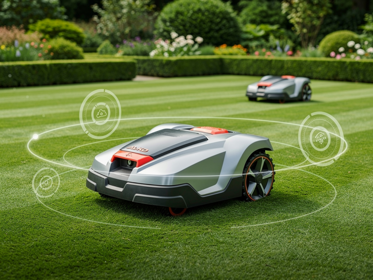 Intelligenter Mähroboter im Vergleich AL-KO Robolinho GPS Testbericht AL-KO Robolinho GPS Mähroboter bei der präzisen Rasenpflege im mittelgroßen Garten