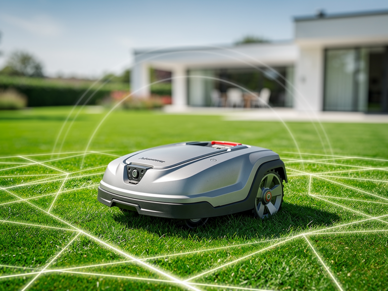 Husqvarna Automower 450 EPOS GPS-Mähroboter bei der Rasenpflege im Praxistest