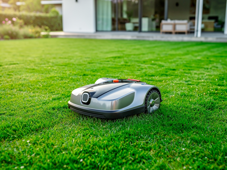 Dreame A1 Rasenmäher Roboter bei der präzisen Rasenpflege im Gartentest