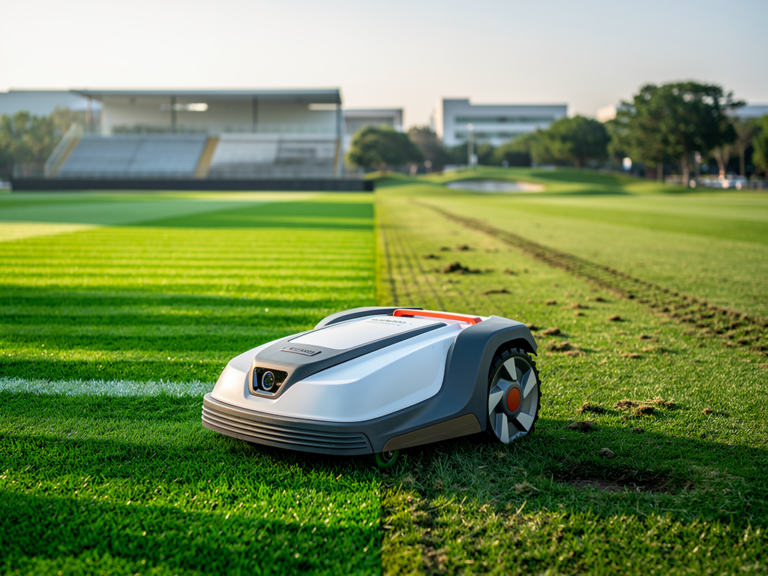 Echo Robotics TM-2000 Mähroboter im Profi-Einsatz auf großer Grünfläche