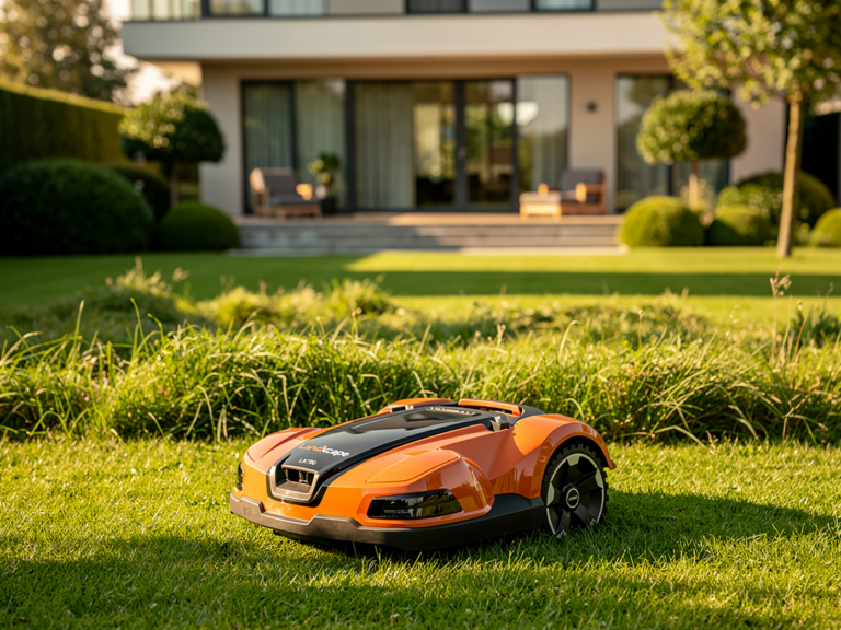 LandXcape LX790 Mähroboter im Praxiseinsatz auf Rasenfläche bei Gartenpflege