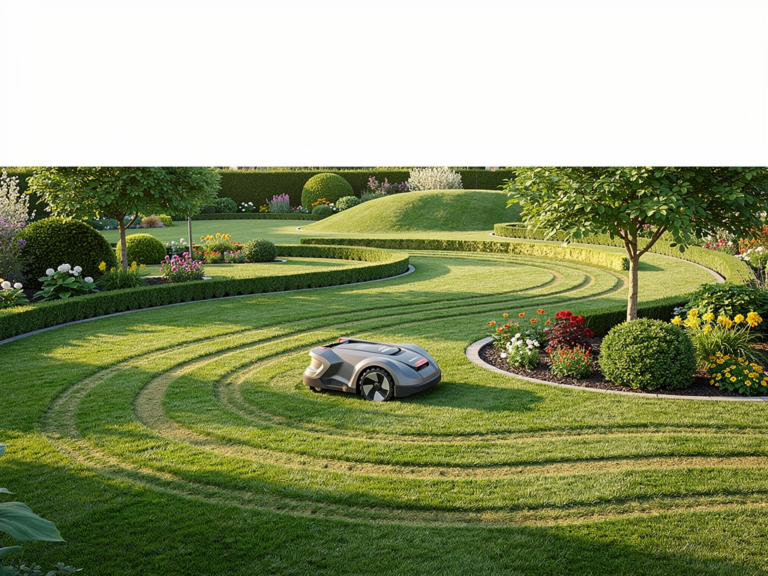 Mammotion Luba 2 AWD 5000 Mähroboter im Einsatz in großem Garten mit Steigungen