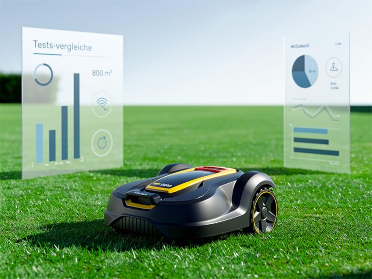 McCulloch Rob S800 Mähroboter testet GPS-Navigation auf 800 Quadratmeter Rasenfläche