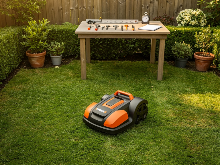 Worx Landroid S300 WR130E Test und Praxischeck für kleine Gärten Worx Landroid S300 WR130E Mähroboter bei der Rasenpflege in kleinem Garten